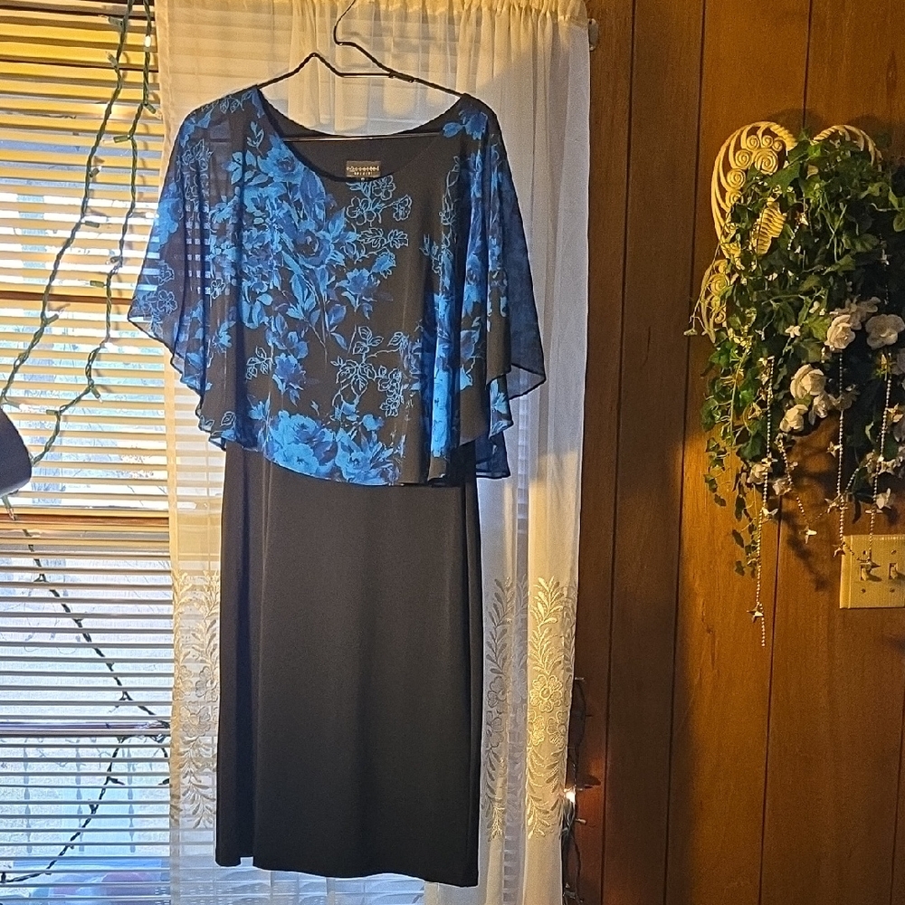 Connected Apparel Blue and Black Mini Dress